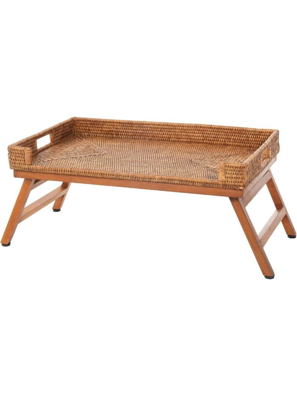 KOUBOO Rattan Breakfast Tray with Foldable Legs, Serving Tray, Honey Brown